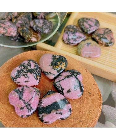 Buy Xiannvxi 20pcs Heart Stones Crystals - Black Stroke Rhodolith Natural Healing Gemstones for Love Reiki & Pocket Use - Buy Online on GoSupps.com