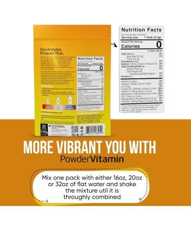 PowerVitamin Electrolytes Powder Packets - Tangerine Pineapple - Keto Electrolytes for Daily Energy - Hydration Powder with 1000mg Potassium, 120mg Magnesium, Zero Calories - 30 Hydration Packets Tangerine Pineapple 7.5 Oun  - Buy Online on GoSupps.com