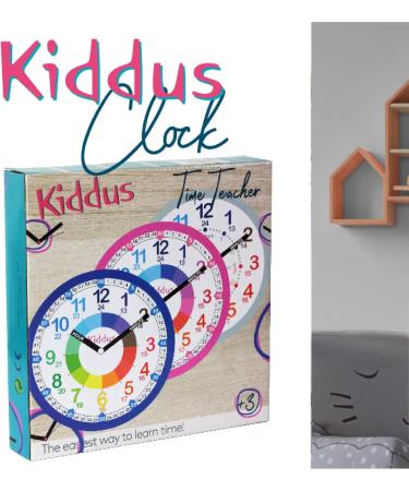 Kiddus Children's Wall Clock - Silent Analogue Time Teacher | Multi-Language Time Learning in English Blue - Buy Online on GoSupps.com