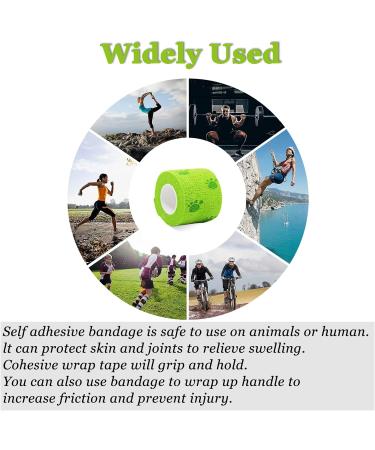 Dog Vet Wrap: 8 Rolls Self Adhesive Bandages for Paws - Breathable & Stretchable Fabric for Sprains & Swelling in 4 Colors with Paw Pattern - Buy Online on GoSupps.com