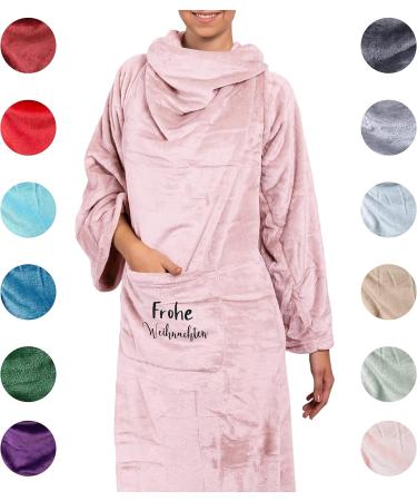 Personalized Cuddly Blanket Merry Christmas | Warm & Fluffy Hoodie Blanket for Women | 150x180cm Gift - Buy Online on GoSupps.com