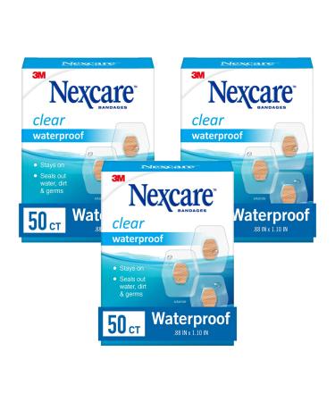 Nexcare Waterproof Clear Bandages Covers And Protects 360 Degree Seal Around The Pad Offers Protection Against Water Dirt And Germs 0.88 x 1.1 in 150 Count - Buy Online on GoSupps.com
