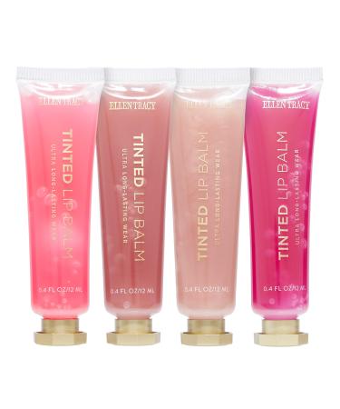 Pamper Your Lips with Ellen Tracy Lip Balm Set - 4-Piece Rosy Nudes Collection for Nourished and Beautiful Lips - Moisturizing Lip Care Kit