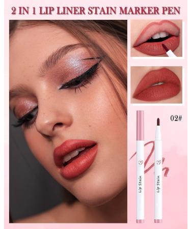 Ruby Red Lip Liner Stain Marker Pen - Longlasting Waterproof Lip Tint | Smudgeproof Quick Dry Lip Color for Women - Perfect Precision & Smooth Application - Buy Online on GoSupps.com