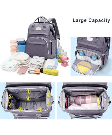 SndMor Diaper Bag Backpack - Multifunctional Large Diaper Backpack with Bed Function Stroller Hook - Perfect for Moms & Dads - Gray - Buy Online on GoSupps.com