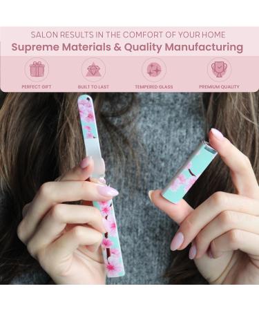 Malva Belle Crystal Glass Nail File - Professional Salon Manicure/Pedicure Tool for Natural Nails - Cherry Blossom Print (3mm) - Buy Online on GoSupps.com