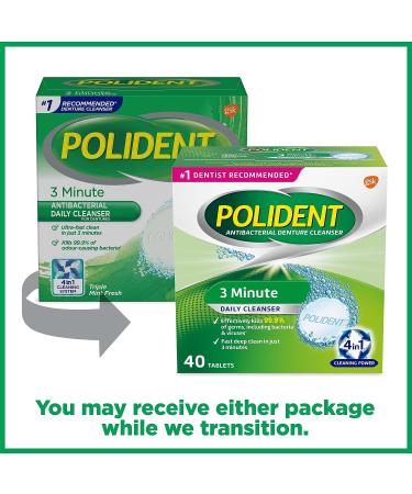 Polident Denture Cleanser 3 Minute - 40 Tablets | Fast Acting Formula - Buy Online on GoSupps.com