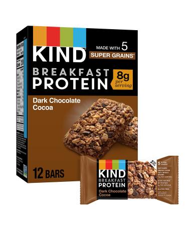 KIND Breakfast, Healthy Snack Bar, Dark Chocolate Cocoa, Gluten Free Breakfast Bars, 8g Protein, 1.76 OZ Packs (30 Count) - Buy Online on GoSupps.com