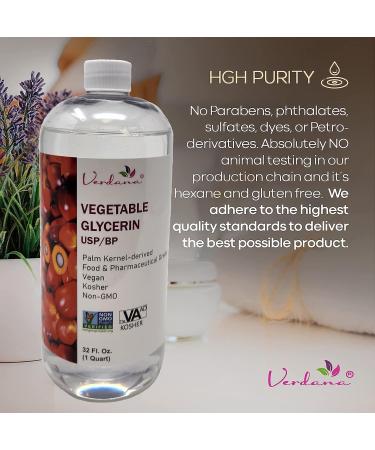 Verdana Vegetable Glycerin USP/BP Refined - Premium Food Grade 32 Fl Oz - Vegan, Kosher, Non-GMO - Pack of 1 - Buy Online on GoSupps.com