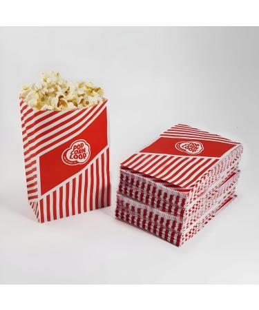 Popcornloop 100 er popcorn bags popcorn box bags candy bar bag wedding paper sweets boxes for party paper container red white beige striped snack box gift children (red 100 pieces)