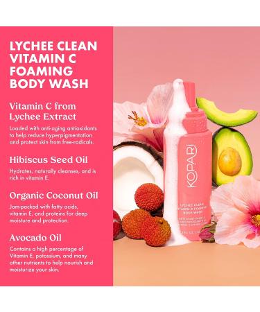 Kopari Lychee Clean Vitamin C Foaming Body Wash - Brighten, Smooth, and Hydrate Dry Dull Skin - Vegan and Cruelty-Free - 8.4 fl oz - Buy Online on GoSupps.com