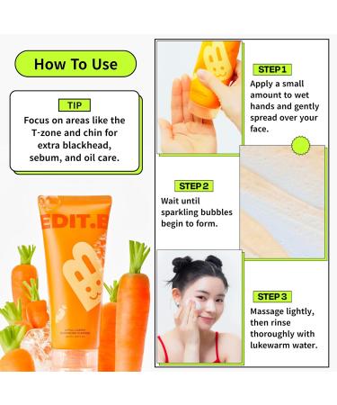 EDIT.B Joyfull Carrot Foaming Gel Cleanser Gentle Deep Pore Cleansing Face Wash Removes Makeup Impurities Sebum Blackheads & Whiteheads Non-Drying Daily Korean Skincare 5.07 fl.oz / 150ml - Buy Online on GoSupps.com