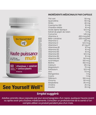 High Potency: Brain Booster Supplement with Anti Aging Essentials. For Concentration Brain Fog Mental Alertness Focus Clarity & Memory Support. 30+ Vitamins & Minerals. By See Yourself Well 60ct 60 count (Pack of 1) - Buy Online on GoSupps.com