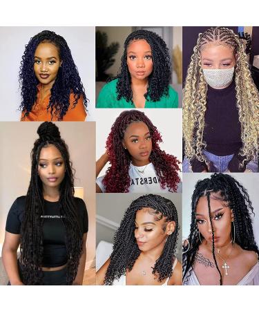 Xtrend 18 Inch Boho Box Braids Crochet Hair - 8 Packs Pre-Looped Synthetic Goddess Locs with Curly Ends | 1B# Hair Extensions for Messy Style - Buy Online on GoSupps.com
