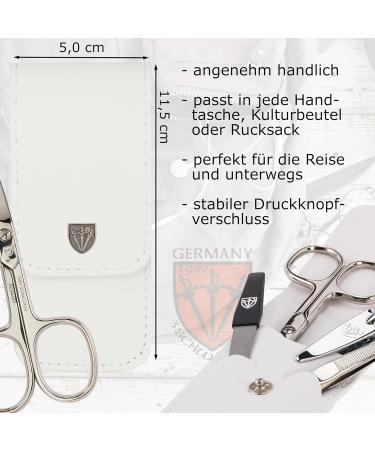 Three Swords Capri Nail Care Set - 4 Pcs High Quality Manicure & Pedicure Kit | White Synthetic Leather - Nail Scissors Clippers Tweezers Sapphire File - Buy Online on GoSupps.com