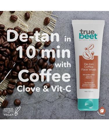 De-tan Coffee Face Wash - Remove Tan & Dark Spots Prevent Fine Lines | Infused with Arabic Coffee Clove Oil & Vitamin C | 120ML for All Skin Types (Men & Women - Buy Online on GoSupps.com