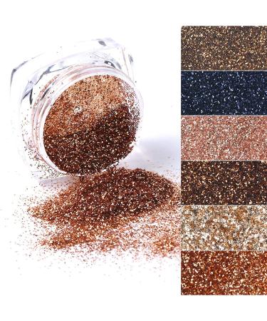 Eseres 6 Boxes Gold Holographic Nail Glitter Set for Art Decoration - Metallic Flakes for Shining Nails - Buy Online on GoSupps.com