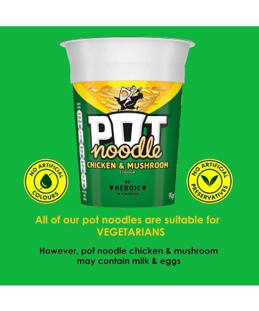 Chicken & Mushroom Pot Noodle Multipack - Pack of 12 x 90g Instant Pot Noodles with Topline Card. Chicken Soup Snack Pots Bulk Buy for Camping Food Picnics or School Holidays. - Buy Online on GoSupps.com
