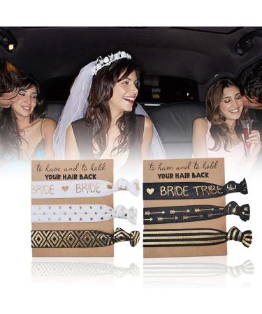 Newshun 12 x 3-Pack Bride Tribe Hair Ties - Bachelorette Party Favors Kit in Black - Set of 36 Bands - Buy Online on GoSupps.com