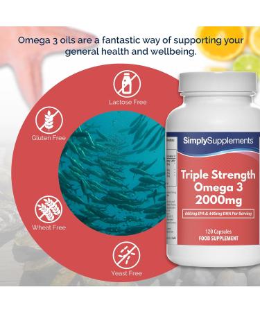 High Strength Omega 3 Fish Oil 2000mg | 120 Capsules | 660mg EPA & 440mg DHA - Buy Online on GoSupps.com