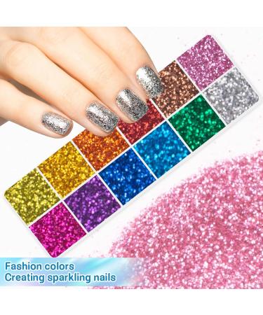 36 PCS Ultra Fine Rainbow Glitter Set - Craft Glitter Powder for Slime Nails Resin Body Hair & Face - 12 Vibrant Colors in Bulk - Buy Online on GoSupps.com