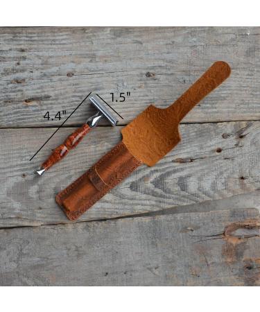 JJNUSA Handmade Leather Razor Travel Sleeve Case - Double Edge Razor 4.5 | Vintage Style Flower Brown - Buy Online on GoSupps.com