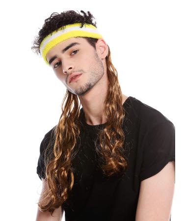 WIG ME UP - CXH-014-P8 Half Wig Headband and Long Hair Mullet Proll 80s Tennis Player Brown **Adults** Fawn (P8)