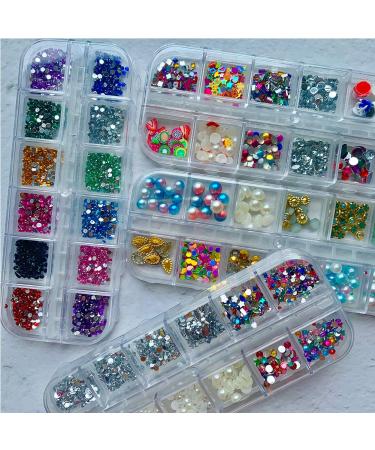 4 Boxes Nail Art Rhinestones & Accessories - DIY Decorative Crystals Pearls & Gemstones with Tweezers - Multi-Design Multi-Color Pack for Stunning Nail Decoration - Buy Online on GoSupps.com