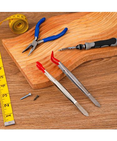 Premium Handicraft Tweezers Set - 2 Metal Stickers with Rubber Tips for DIY Jewelry & Coin Stamping | Curved & Angled Design - Buy Online on GoSupps.com