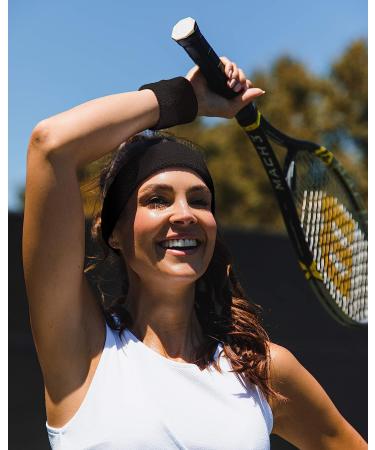 Suddora Wrist Sweatbands - Athletic Cotton Terry Cloth Wrist Bands for Basketball  Tennis  Football  Baseball (Pair) Black - Buy Online on GoSupps.com