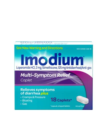 Imodium Multi-Symptom Caplets for Diarrhea Relief with Gas, Bloating & Cramps, 18 ct.