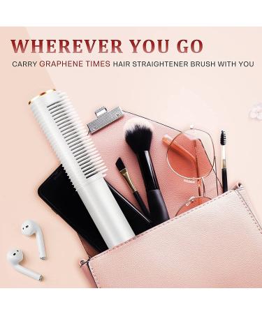 2-in-1 Hair Straightener Brush with Anti-Scald Technology | Fast Heating | 5 Temp Settings | Ceramic Straightening Comb for Women - White - Buy Online on GoSupps.com