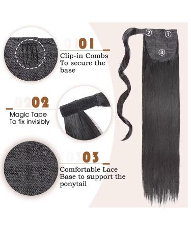 Tess Ponytail Extension - 66 cm Dark Brown Braid Hairpiece | 100g Smooth Horseshaft Hair Extension - Buy Online on GoSupps.com