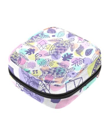 Guantierendiy Sea Turtle Seaweed Conch Sanitary Napkin Storage Bag Large Capacity Menstrual Cup Pouch Girls Travel Portable Small Makeup Sanitary Pads Organizer Color 5