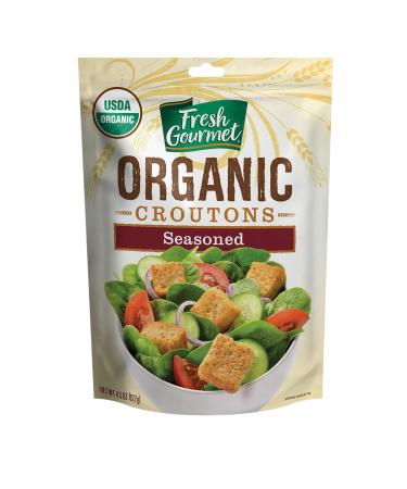 Fresh Gourmet Specialty Croutons | Organic Seasoned | 4.5 Ounce, Pack of 9 | Crunchy Salad Topper Organic Seasoned 4.5 Ounce (Pack of 9)