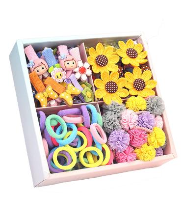 74pcs color elastic hair band fabric nice hair clip peak hair and rubber tanges hair tie holder kit with box for girls teenage children
