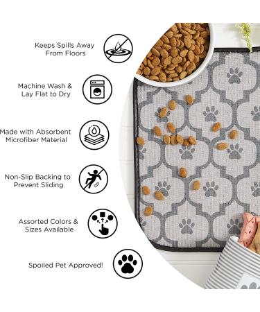 Bone Dry Cat Shape Pet Food Mat - Embroidered Microfiber, Taupe - Buy Online on GoSupps.com