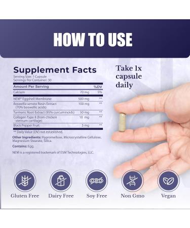 Joint Complex - Premium Joint Support Supplement for Knee Health | Calcium NEM Eggshell Membrane & Boswellia Serrata | 30 Capsules for Men & Women - Shop Now - Buy Online on GoSupps.com