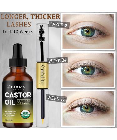 Fiora Naturals Organic Castor Oil - 100% Pure Cold Pressed Eyelash Growth Serum | Hexane-Free Hair Conditioner & Eyebrow Stimulator | USDA Certified - Buy Online on GoSupps.com