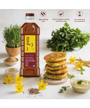 Jivo Wellness Pvt Ltd JIVO Cold Pressed Kachi Ghani Chemical Free Mustard Daily Cooking Oil 1 Liter Recommended for roasting frying baking All types of cuisines Mustard Oil - Buy Online on GoSupps.com