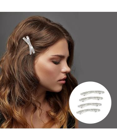 Sparkly Rhinestone Hair Clips - Silver Metal Barrettes for Women and Girls - Buy Online on GoSupps.com