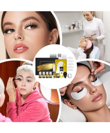  Hjatirace Eyelash Tinting and Curling Kit Eyelash Tinting Kit Eyebrow Color Expansion Creates a Natural Curl Includes Applicators and Pads 5 ml For Women - Buy Online on GoSupps.com