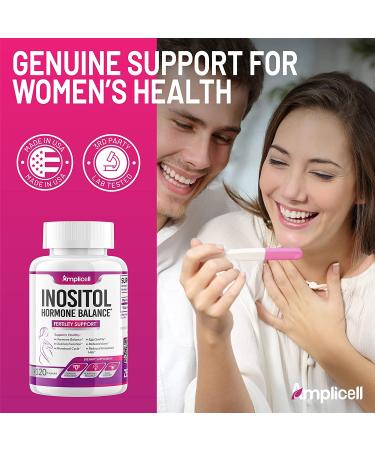 Amplicell Hormone Balance for Women - 2000mg Myo-Inositol - Ovulation & Fertility Support - Regulate Menstrual Cycle - 120 Capsules - Buy Online on GoSupps.com