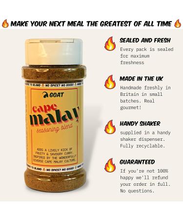 Cape Malay Curry Flavoured Seasoning Blend and Rub. Ideal for meat & vegetables. 75g Shaker. An authentic taste of South African Malay Culture. - Buy Online on GoSupps.com