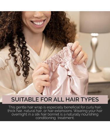 Blissy Silk Bonnet for Sleeping | 100% Pure Mulberry Silk 22 Momme | Satin Hair Cap for Long & Curly Hair | Pink Satin Bonnet Sleep Cap - Buy Online on GoSupps.com