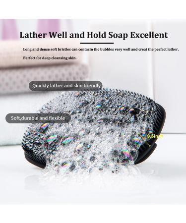 HieerBus Silicone Body Scrubber Flat Shower Brush Gentle Exfoliating and Massage Long Bristles Lathers Well and More Hygienic Than Traditional Loofah 1 Pack (Black) 3rd-black - Buy Online on GoSupps.com
