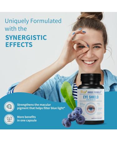 Unique Formula Eye Shield Supplement with Bilberry Extract Lutein Zeaxanthin Astaxanthin and Beta-Carotene - Supports Dry Eyes Vision Health and Night Vision 90 Veg Capsules - Buy Online on GoSupps.com