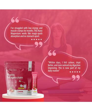 Sainebio Nano Magnesium Powder Strawberry Flavor | 30 Sachets 300mg High Absorption Magnesium | Relaxation Vitality Stamina Digestion & Hydration Support (30 Sachet Strawberry) - Buy Online on GoSupps.com