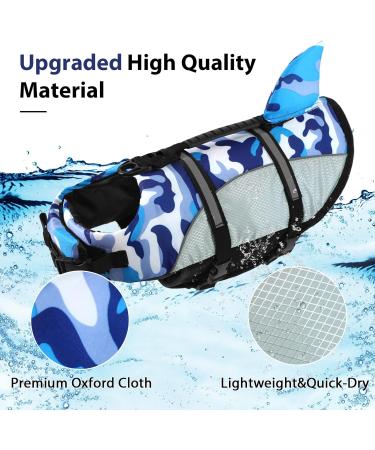 Alagirls Blue Camo Dog Life Jacket - XS (33-43cm) | Swimming Vest for Dogs | Secure & Stylish Pet Safety Gear - Buy Online on GoSupps.com