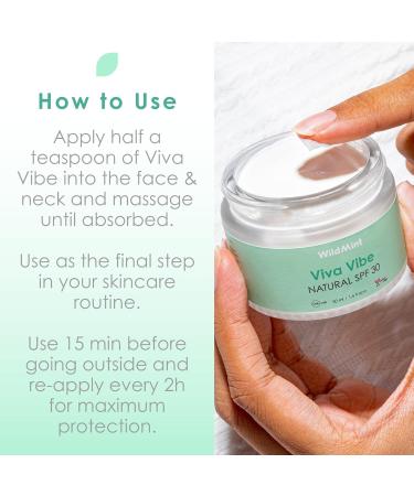 WildMint Viva Vibe Natural SPF 30 | Zinc Oxide Mineral Sunscreen Broad Spectrum UVA & UVB Protection | For Sensitive Skin Sun Protection | For Kids 3+ | UK Made Vegan & Cruelty-Free Skincare | 50ml - Buy Online on GoSupps.com